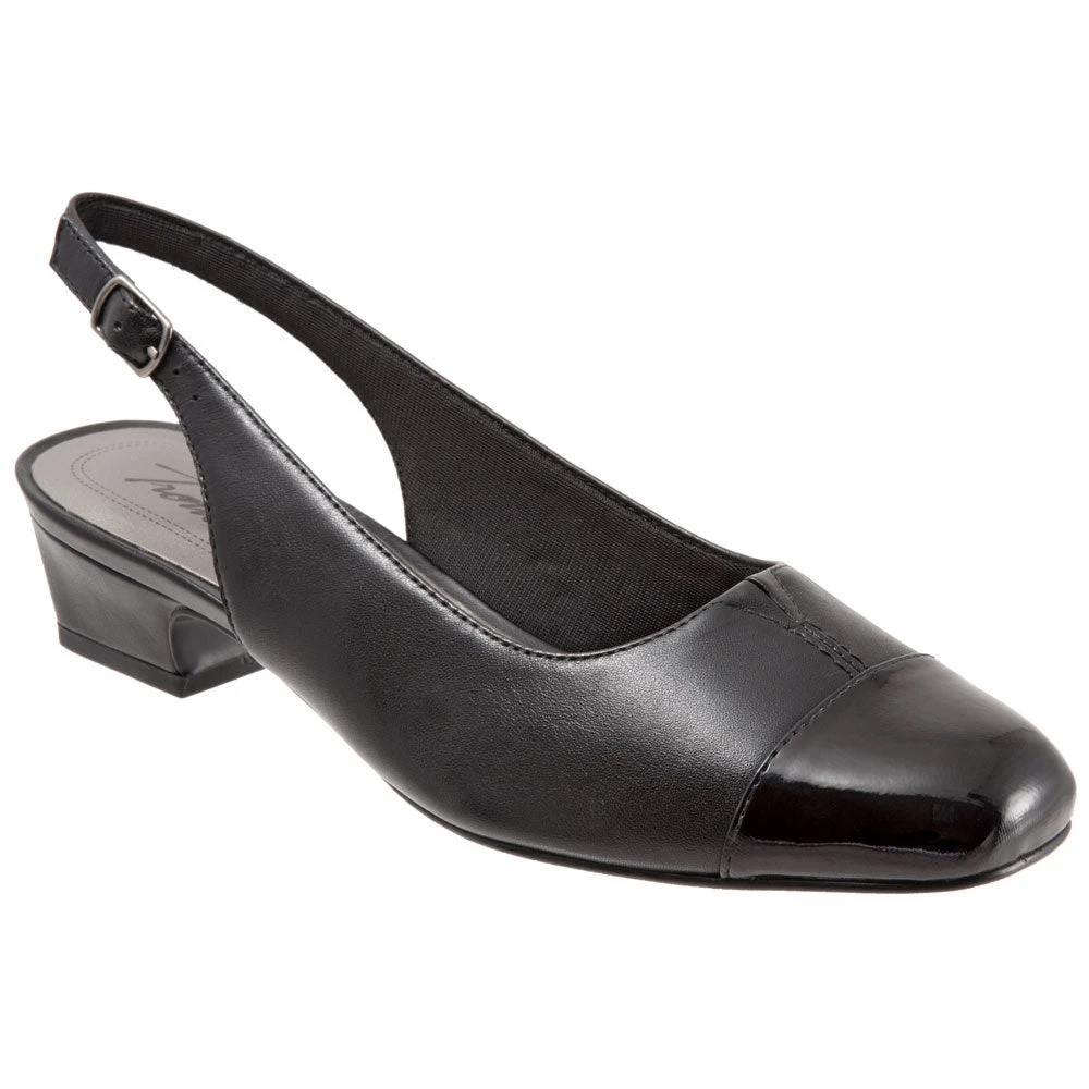 Trotters Dea Heel Black Leather/Patent Combi (Women's) 3 Trotters Dea Heel Black Leather/Patent Combi (Women's)